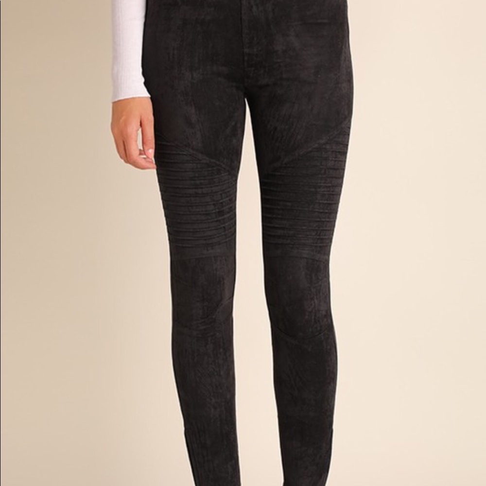 Black suede pants